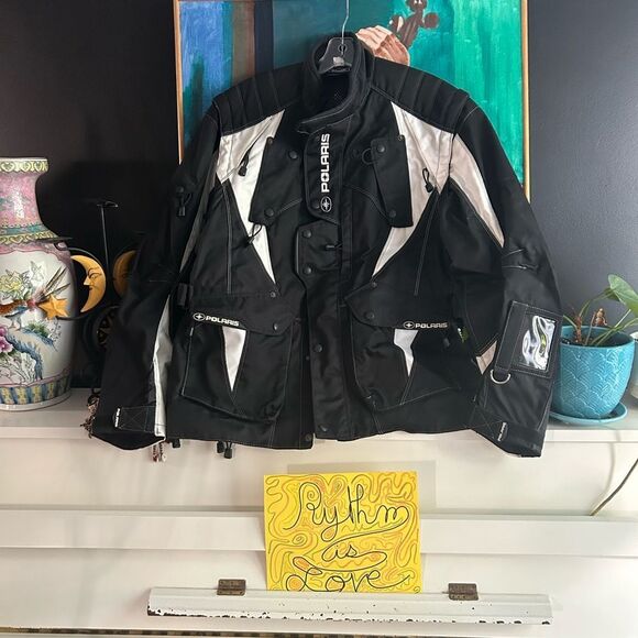 Polaris Racing Black & White Snowmobile Light Jacket Men’s Sz M - Picture 1 of 16